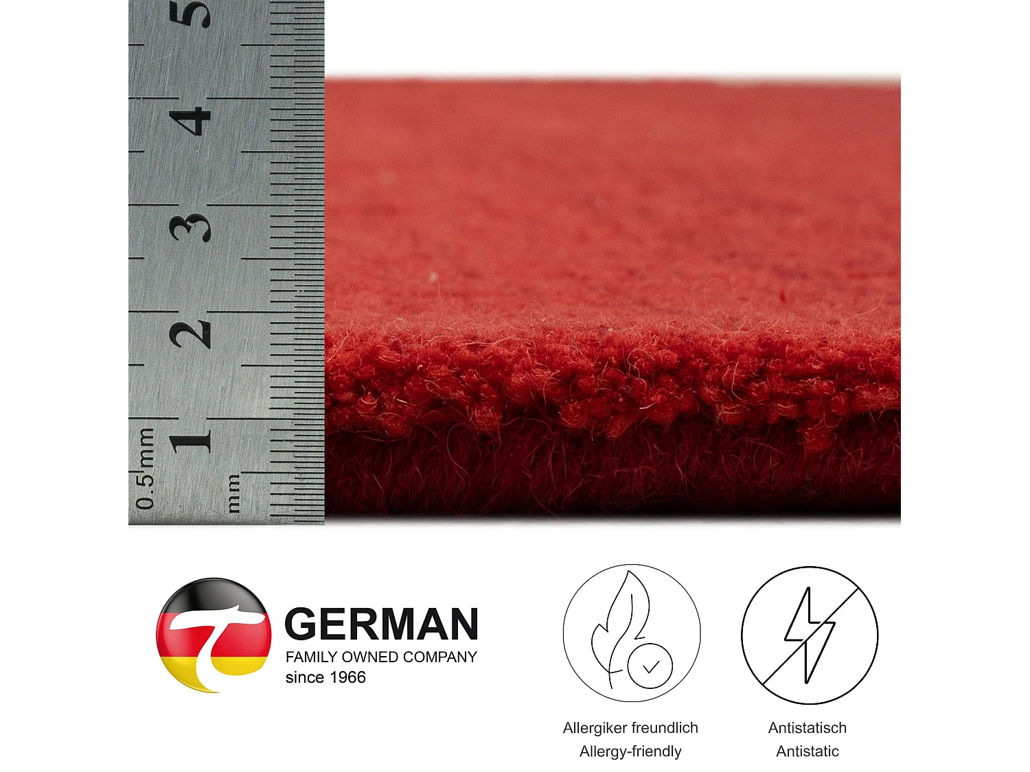 Tapis en laine avec dégradé de couleurs 190x290 cm rouge Wool Comfort