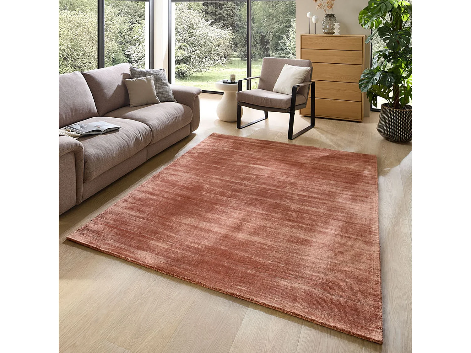 Handgeweven tapijt van viscose 240x340 cm koper Star