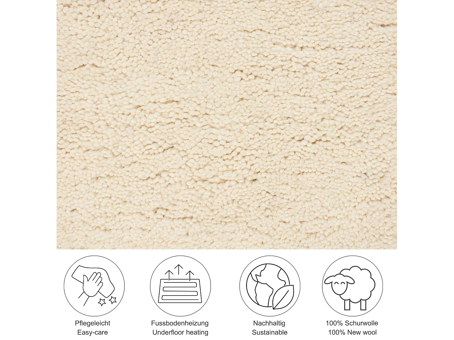 Tapis berbère noué à la main en laine  200x200 cm blanc Taza Royal