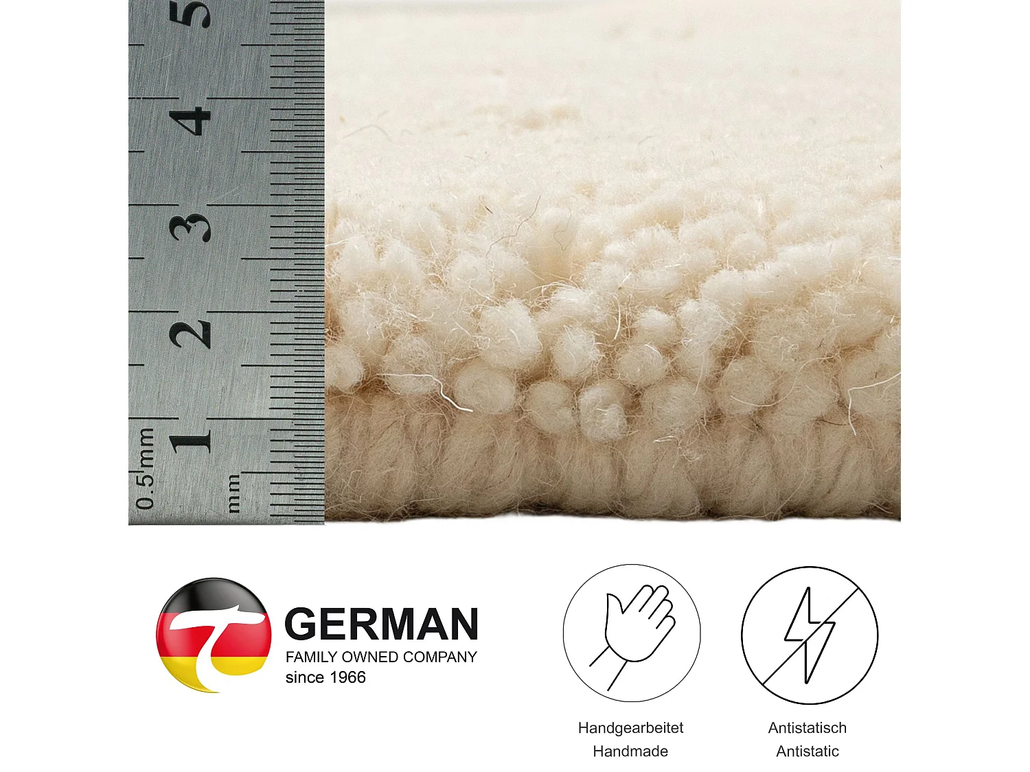 Tapis berbère noué à la main en laine  200x200 cm blanc Taza Royal