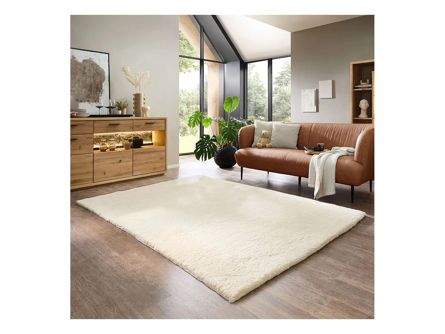 Tapis berbère noué à la main en laine 250x300 cm blanc Maloronga