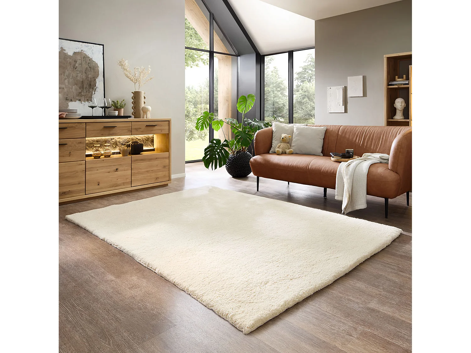 Tapis berbère noué à la main en laine 60x90 cm blanc Imaba Super