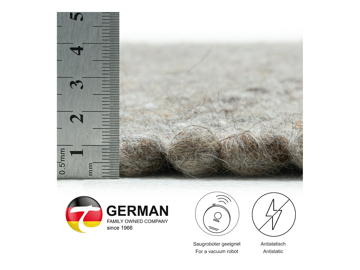 Handgewebter wendbarer Wollteppich 190x250 cm Braun Multi Alpen