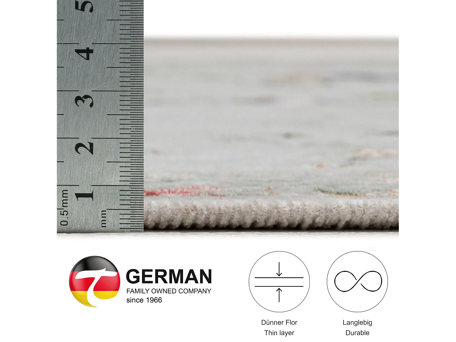 Teppich mit Bordüre und Blumenmuster 70x120 cm Mint Flomi