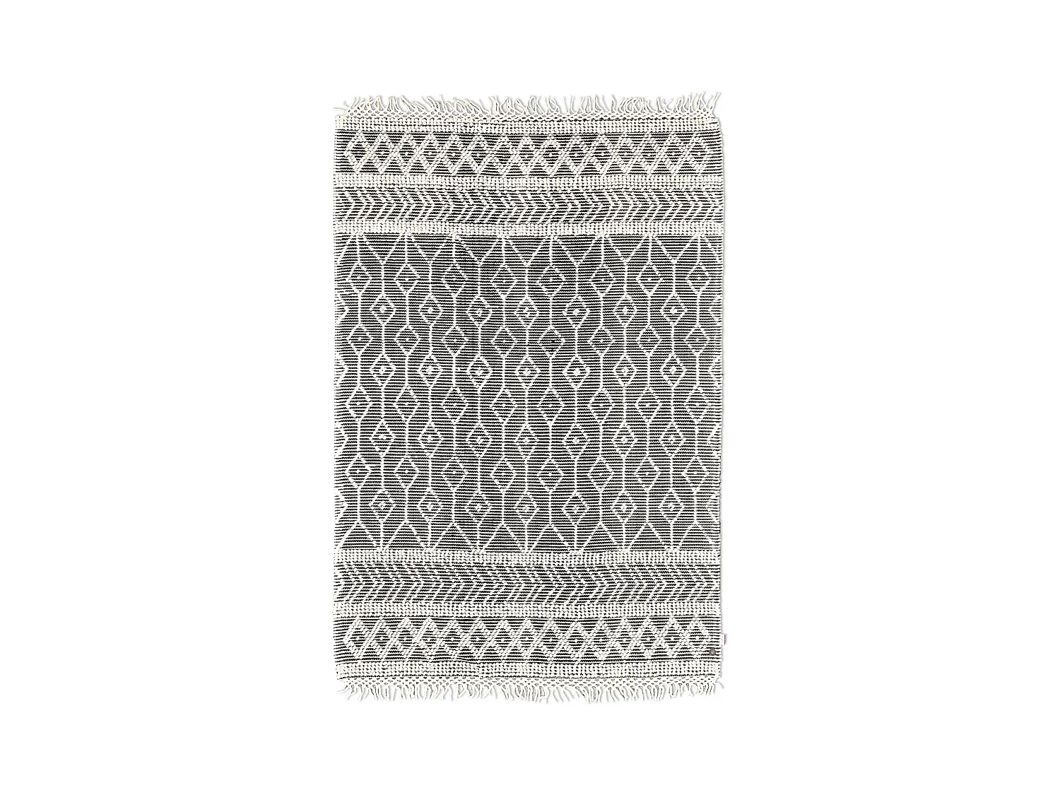 Tapis tissé à la main au design ethnique  160x230 cm gris Colored Macrame
