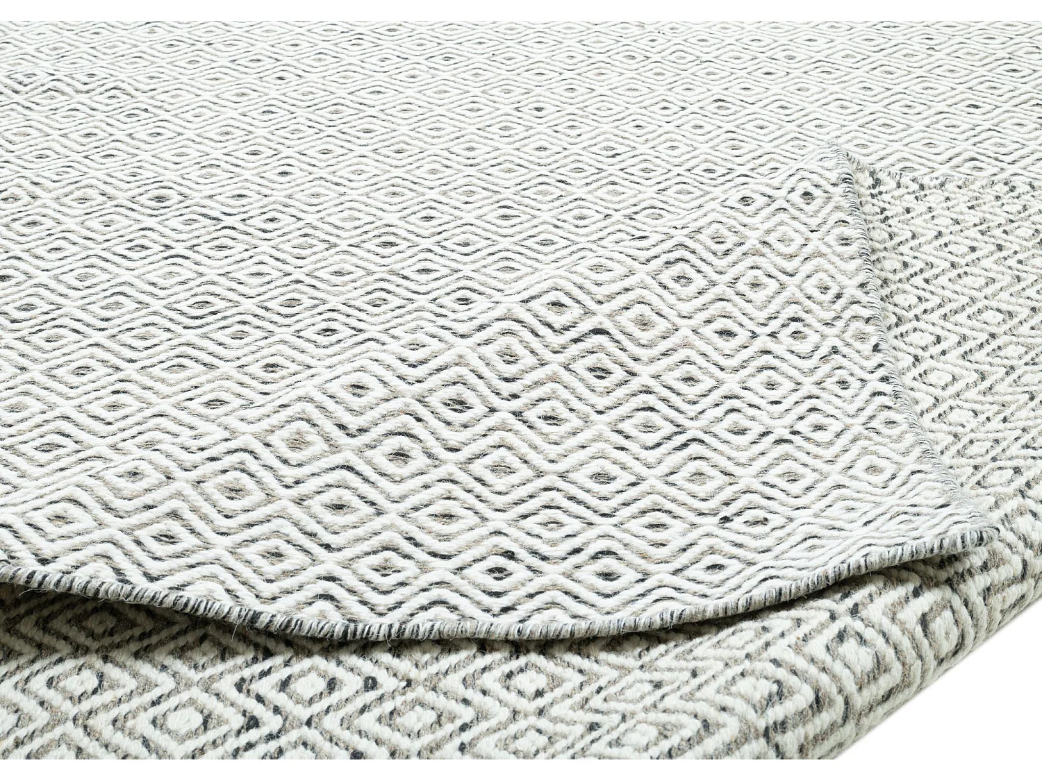 Tapis en laine de style scandinave 65x130 cm natural gris Trondheim