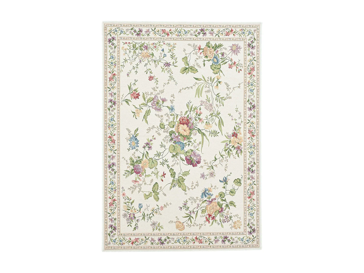 Tapis avec bordure et motif floral 240x330 cm crème Flomi