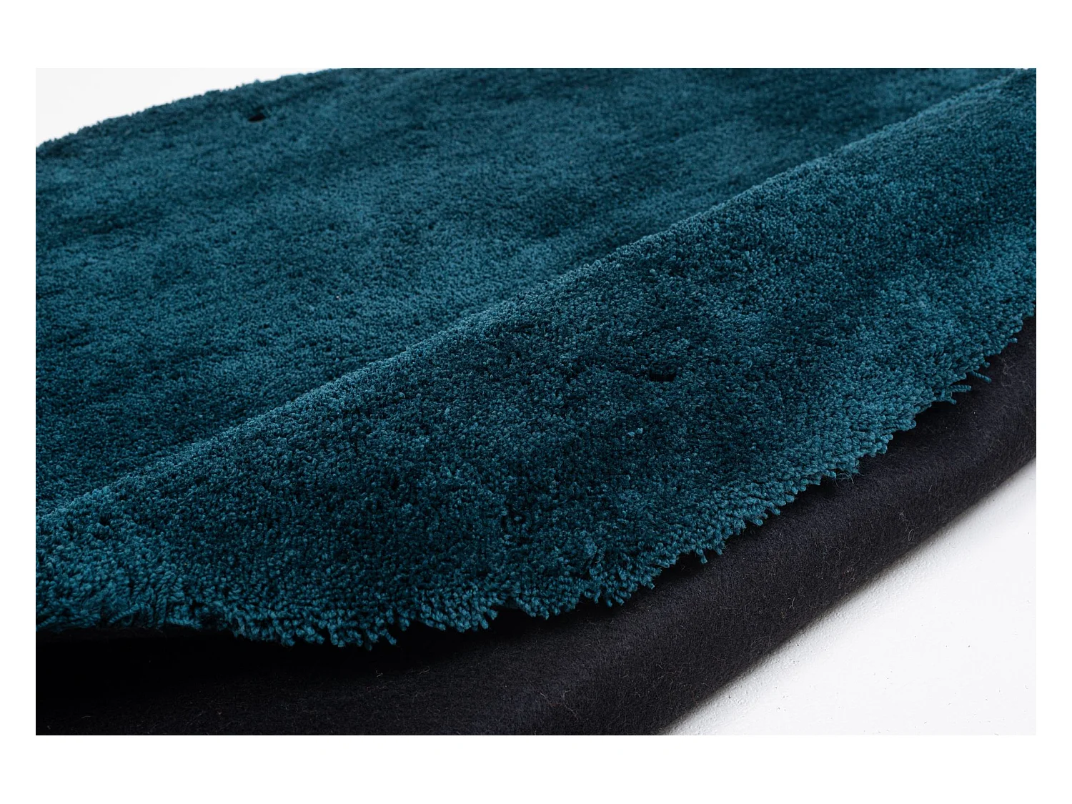 Tapis Shaggy tufté à la main 100x100 cm pétrole Cozy