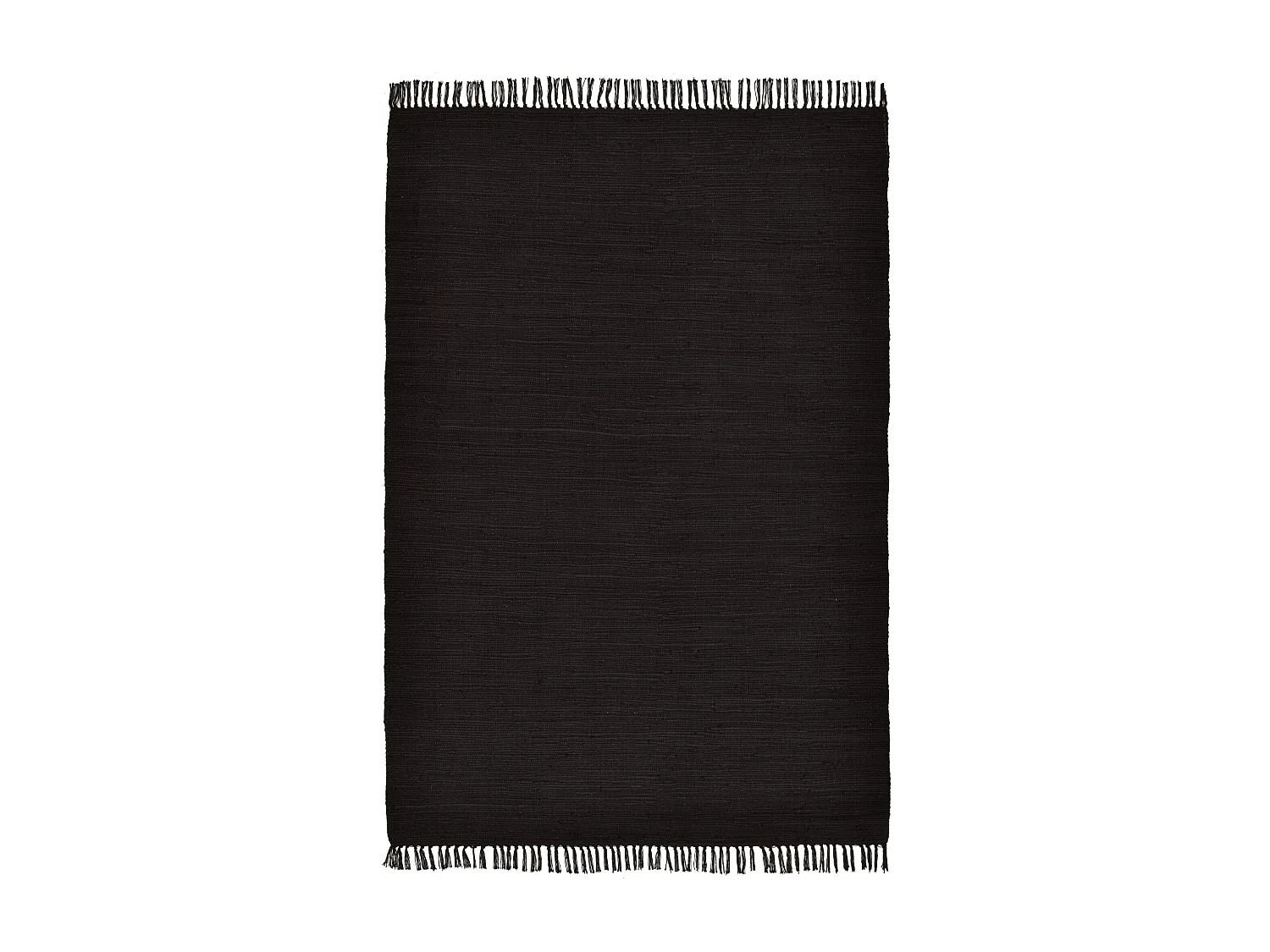 Baumwollteppich handgewebt und wendbar 40x60 cm Schwarz Happy Cotton