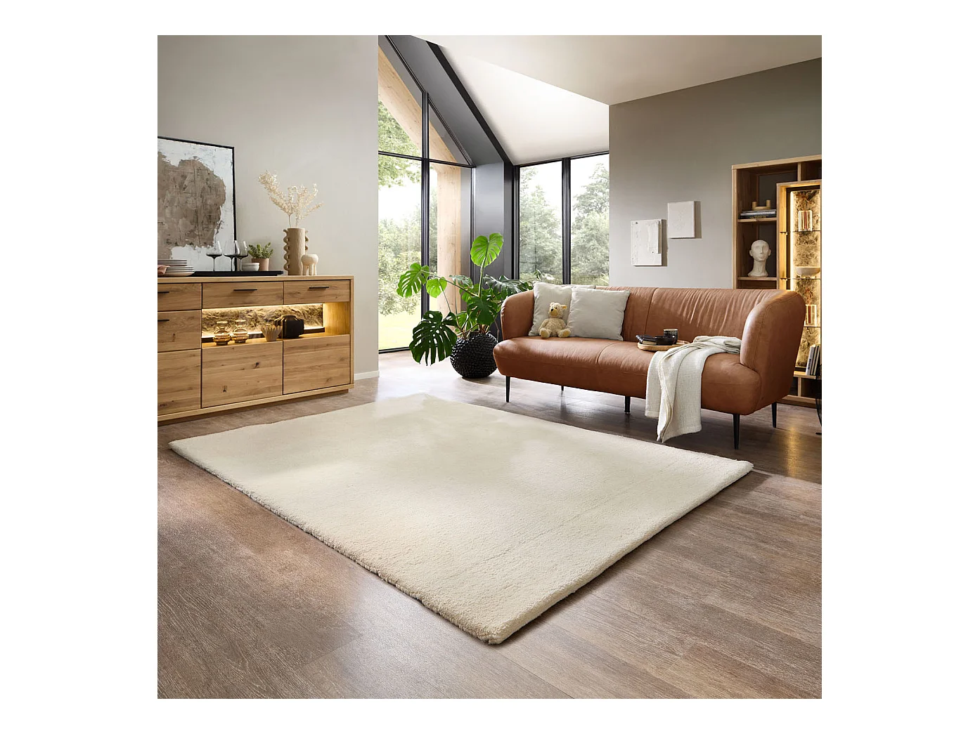 Tapis berbère noué à la main en laine  60x90 cm blanc Taza Royal