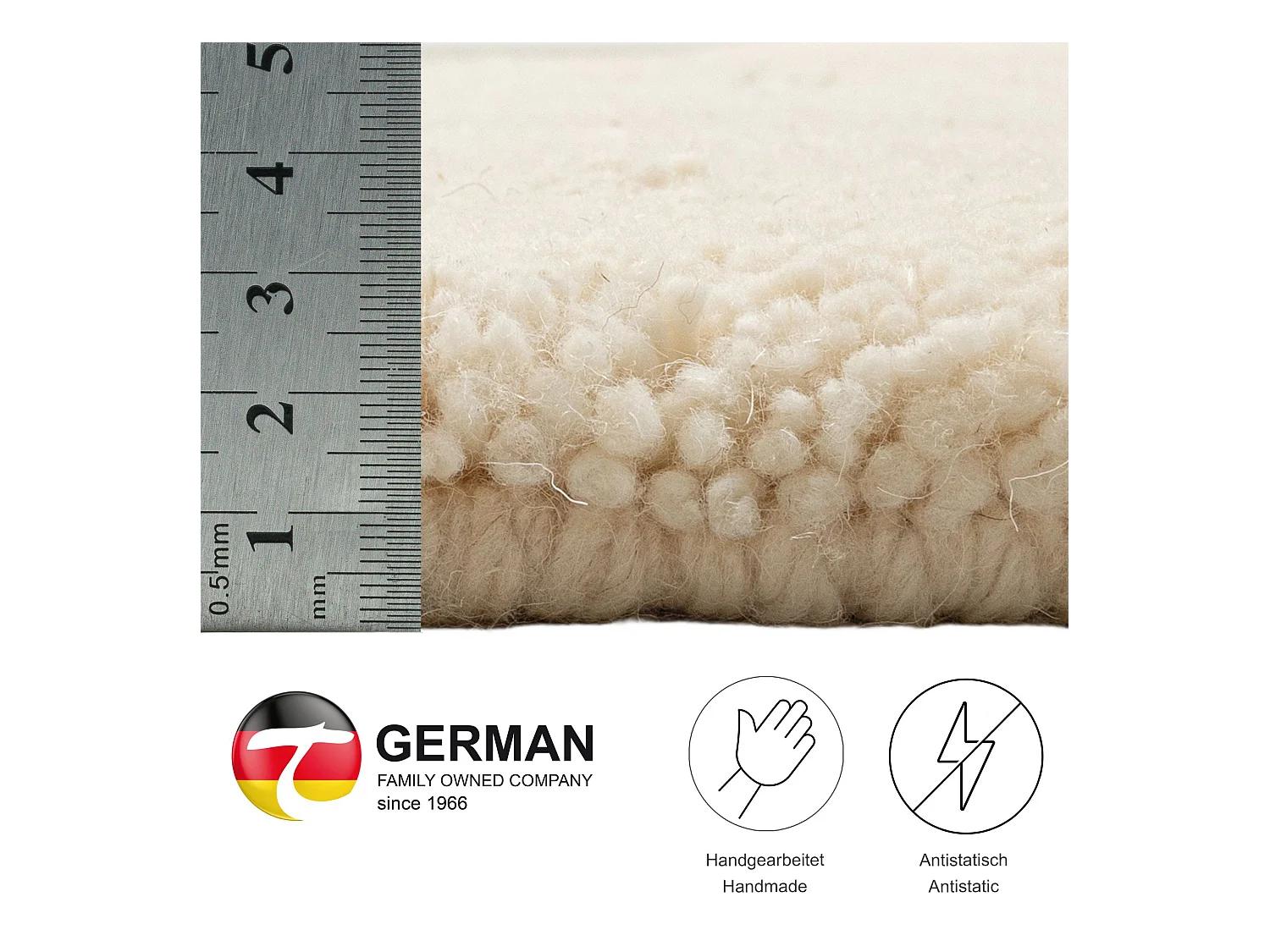 Tapis berbère noué à la main en laine  60x90 cm blanc Taza Royal