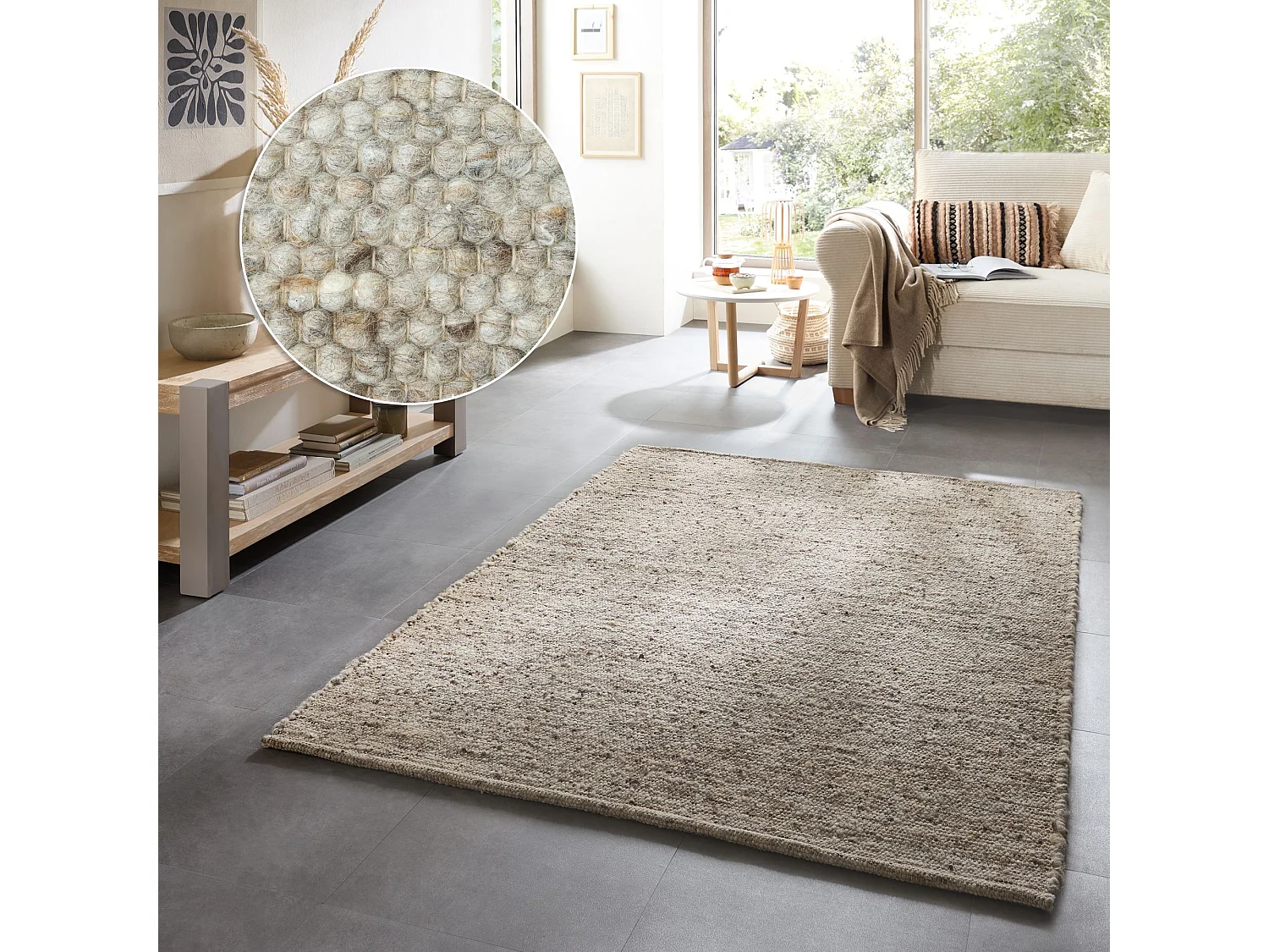 Tappeto in lana tessuto a mano reversibile 90x160 cm sabbia multi Alm-Glück