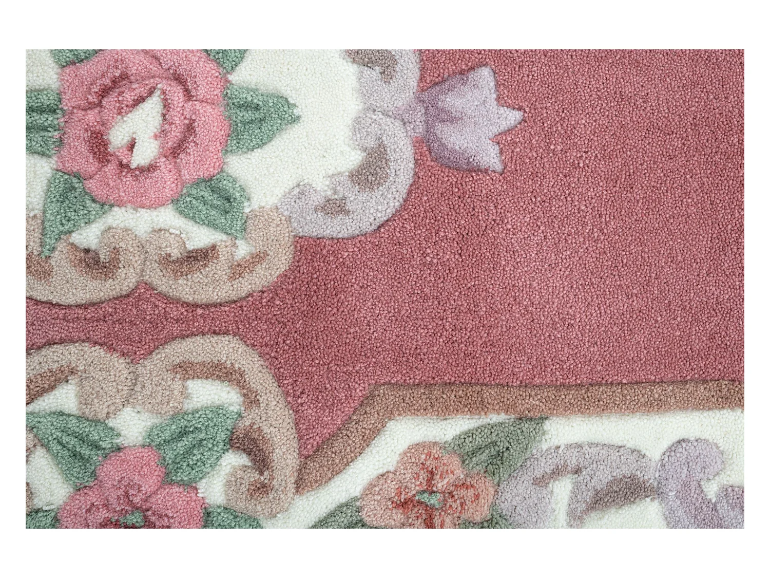 Tapis tufté à la main avec bordure, style Aubusson  70x600 cm rose Ming