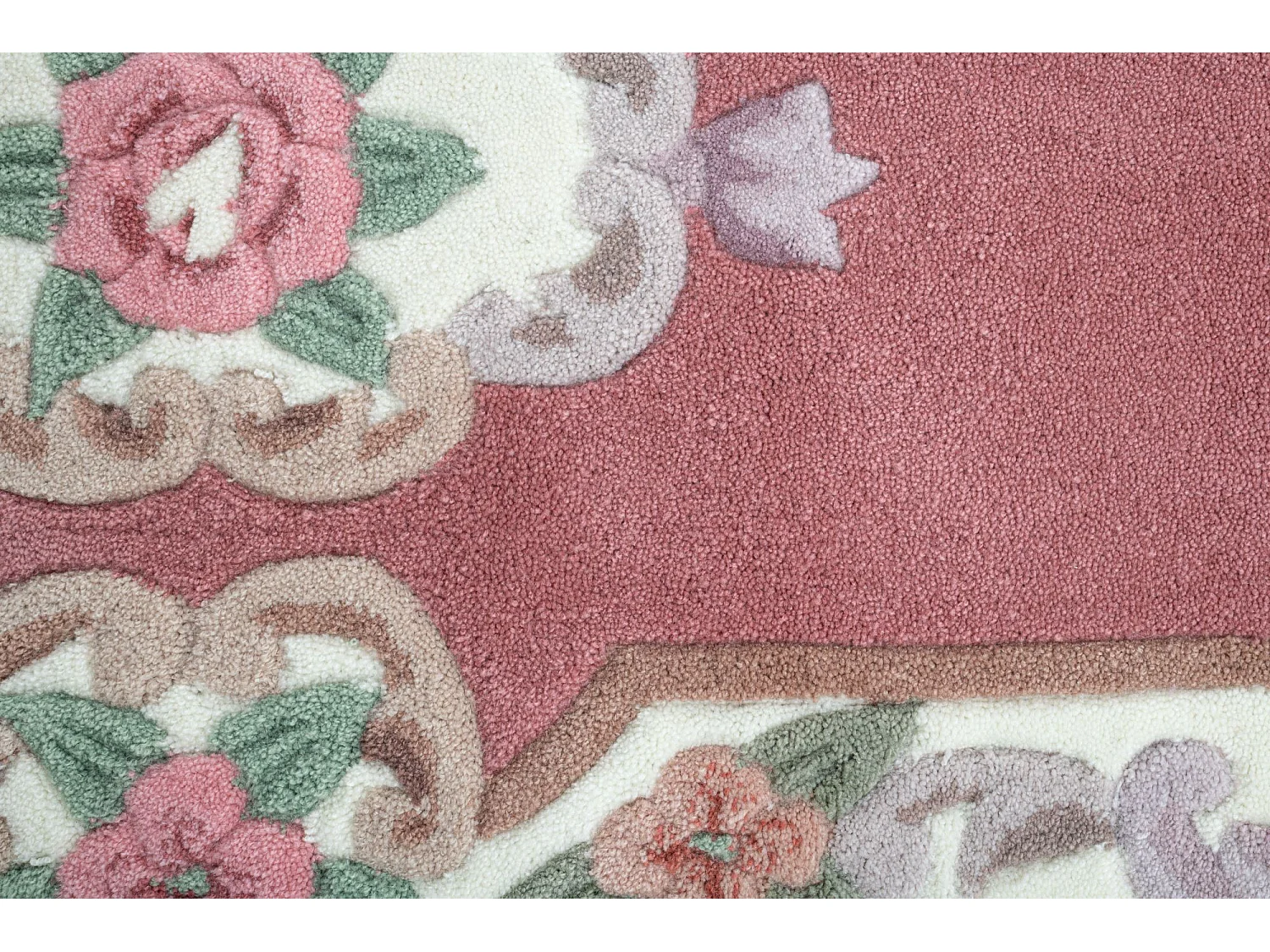 Tapis tufté à la main avec bordure, style Aubusson  70x600 cm rose Ming