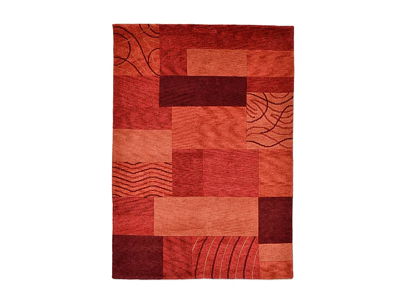 Handgeknüpfter Wollteppich im patchwork Stil 190x250 cm Rot Domas
