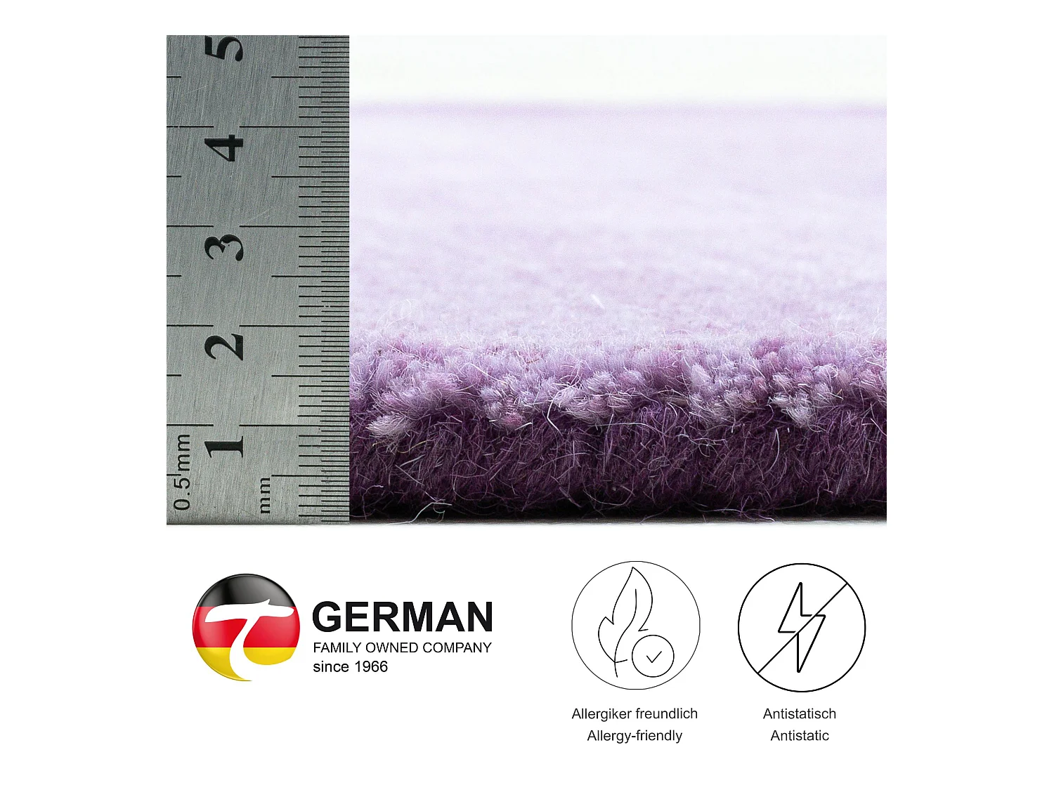 Wollen tapijt met kleurverloop 70x140 cm purple Wool Comfort