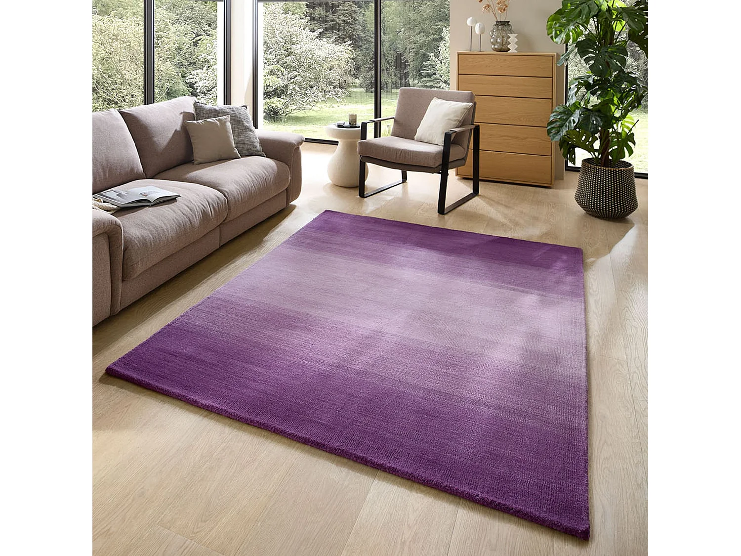 Tapis en laine avec dégradé de couleurs 70x140 cm violette Wool Comfort