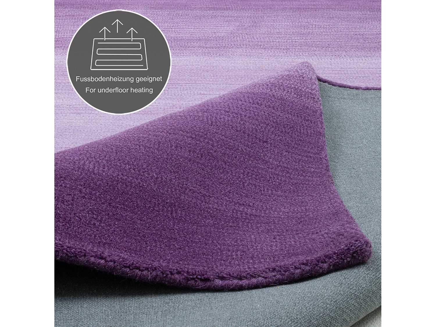 Tapis en laine avec dégradé de couleurs 70x140 cm violette Wool Comfort