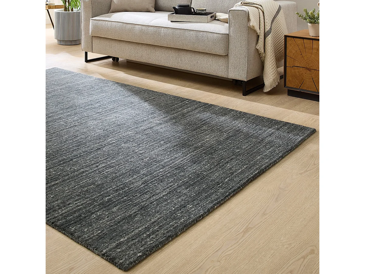 Tapis en laine UNI tissé à la main 170x240 cm anthracite Pure