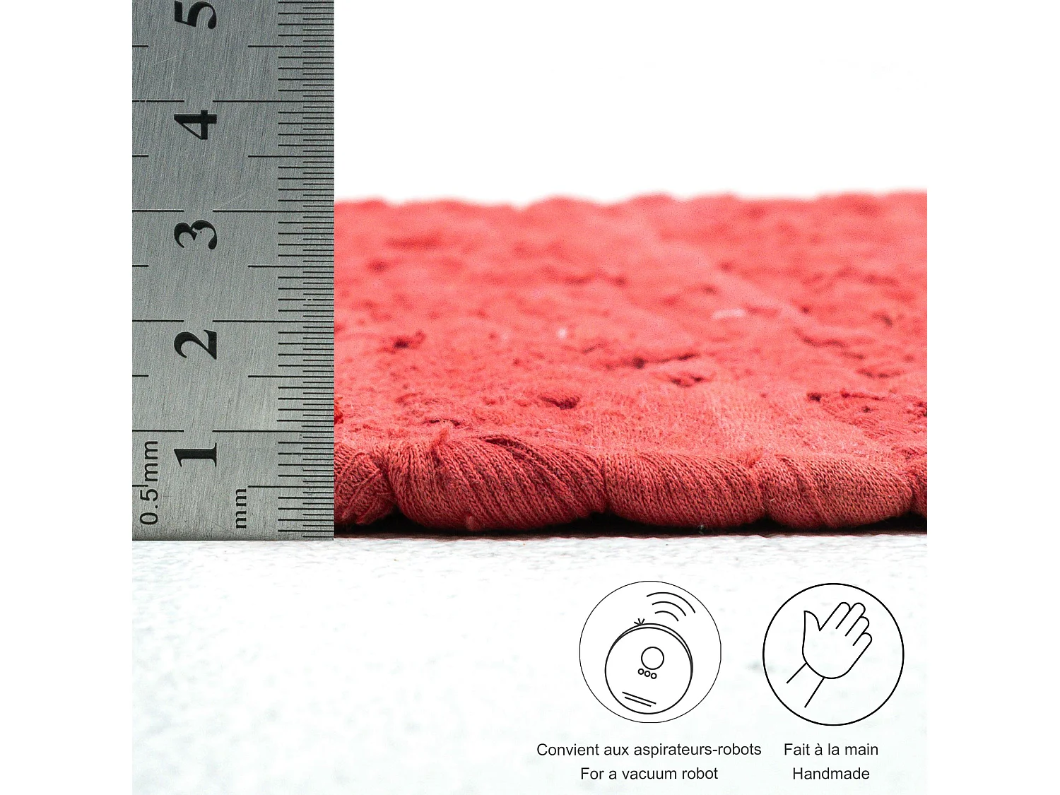 Katoenen tapijt, handgeweven en omkeerbaar 60x120 cm rood Happy Cotton