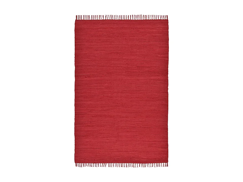 Katoenen tapijt, handgeweven en omkeerbaar 60x120 cm rood Happy Cotton
