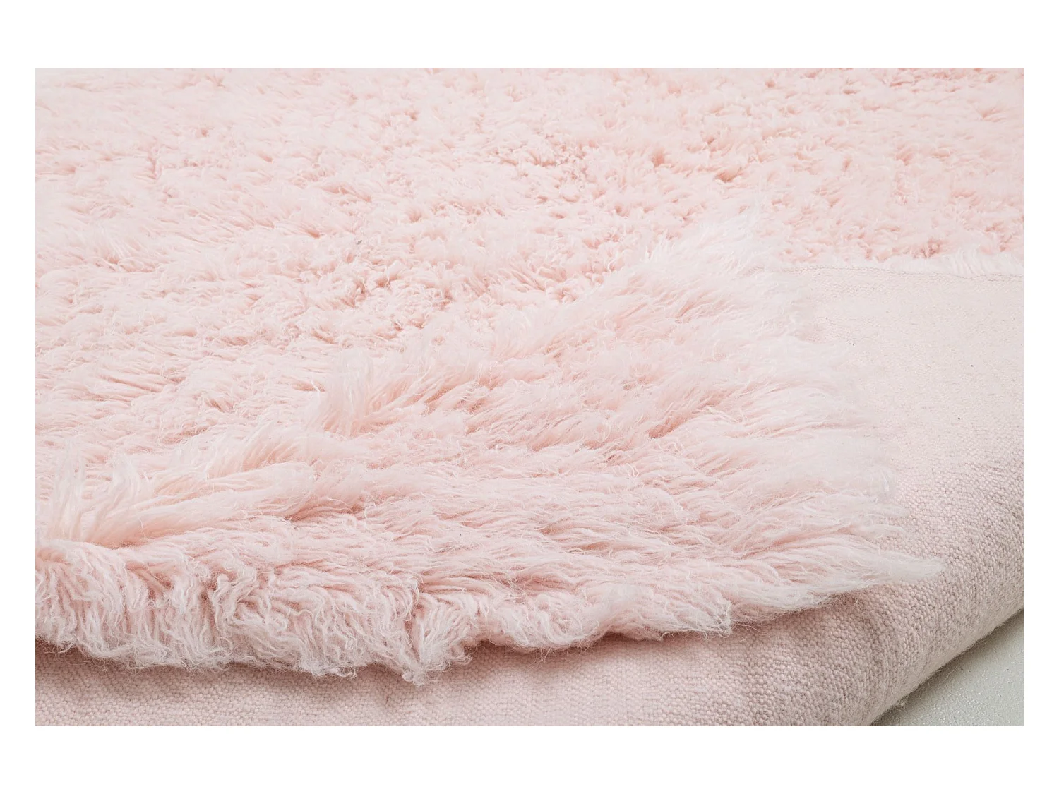 Handgewebter Naturwollshaggy 80x160 cm Rose Fluffy
