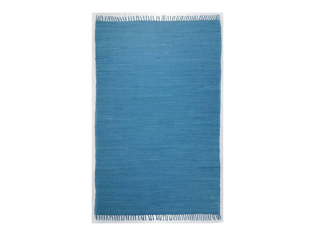 Baumwollteppich handgewebt und wendbar 90x160 cm Türkis Happy Cotton