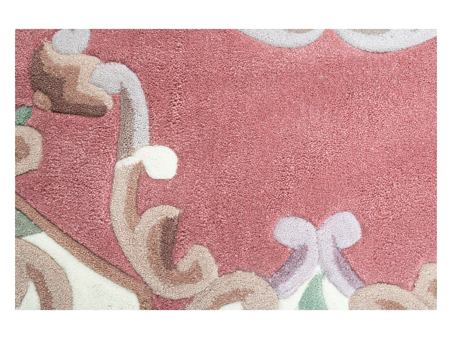Tapis tufté à la main avec bordure, style Aubusson  150x150 cm rose Ming