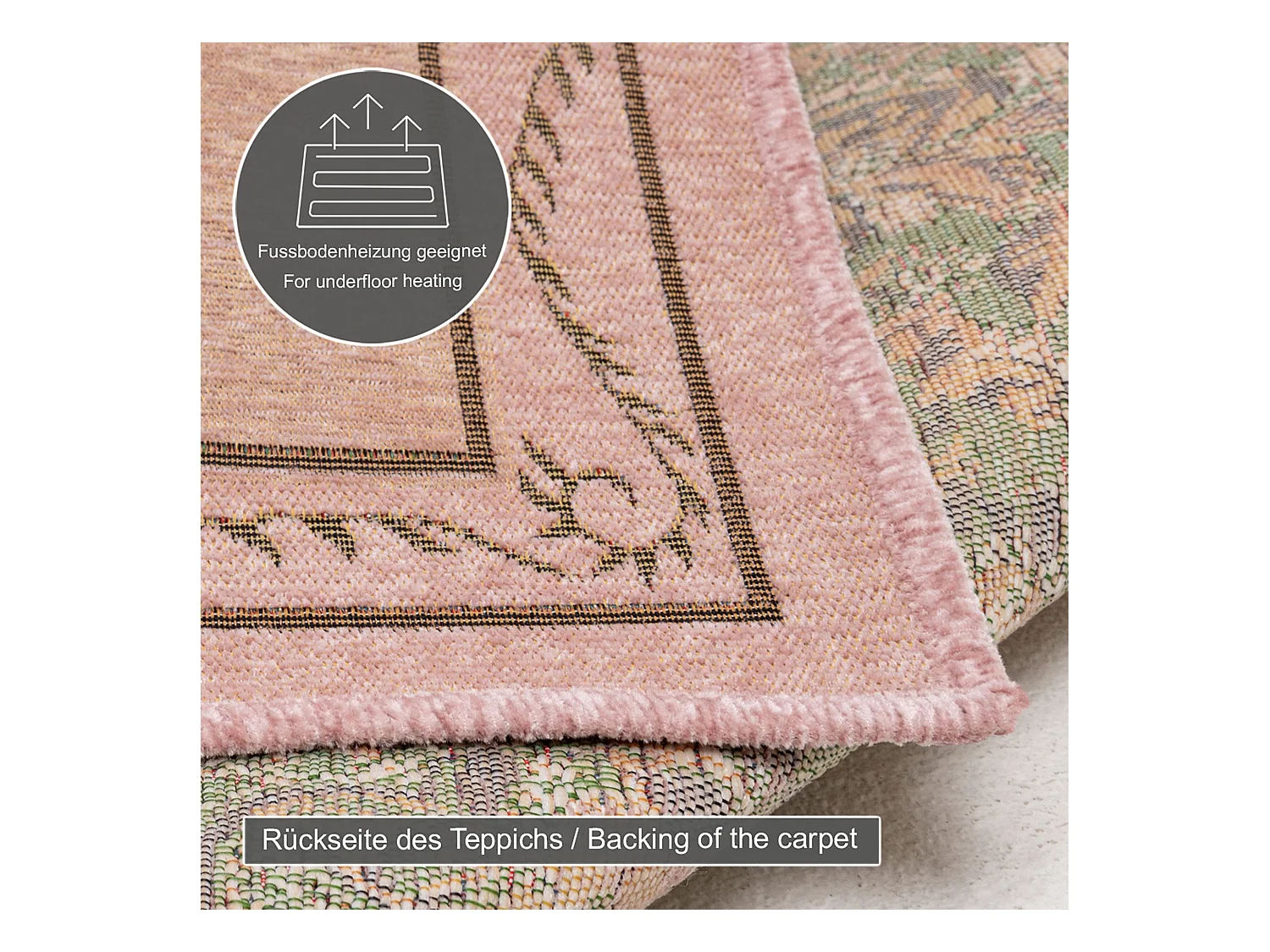 Teppich mit Bordüre und Blumenmuster 80x150 cm Rose Flomi