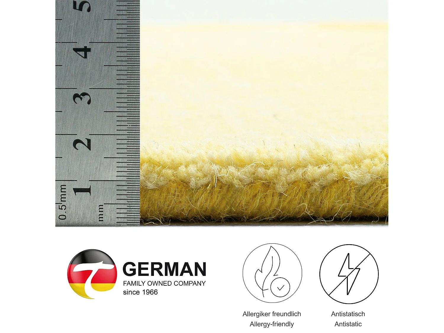 Tapis en laine avec dégradé de couleurs 90x160 cm jaune Wool Comfort