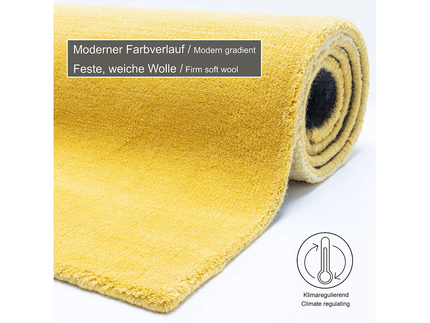 Tapis en laine avec dégradé de couleurs 90x160 cm jaune Wool Comfort
