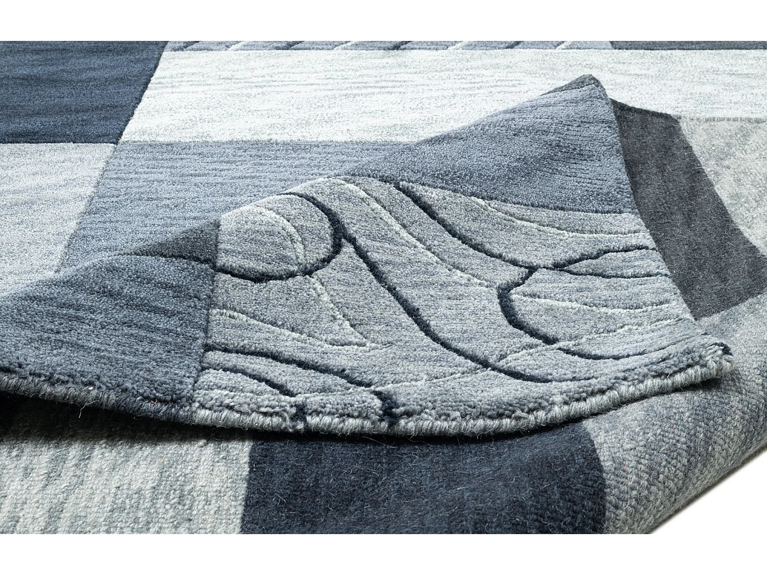 Tapis en laine noué à la main, style patchwork  140x200 cm anthracite Domas