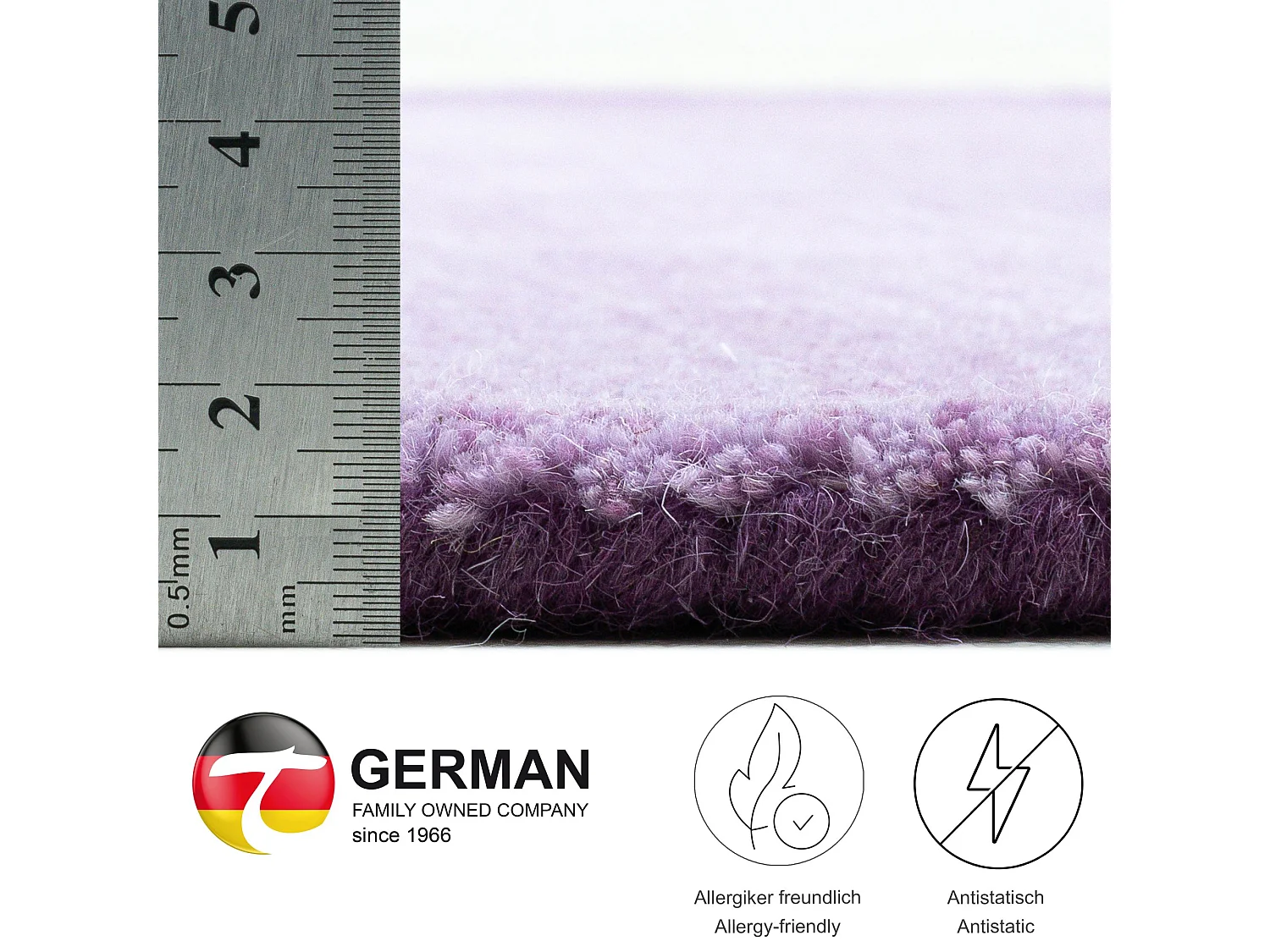 Tapis en laine avec dégradé de couleurs 90x160 cm violette Wool Comfort