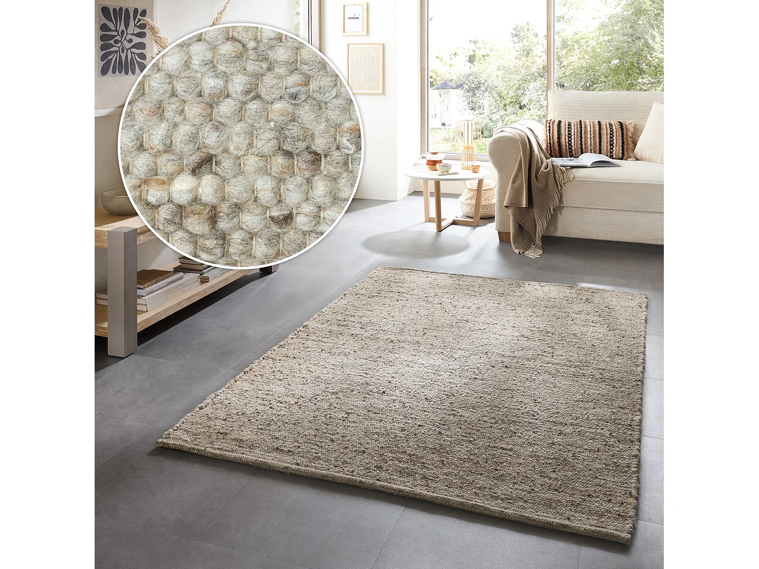 Tapis en laine tissé à la main réversible 290x390 cm sable multi Alm-Glück
