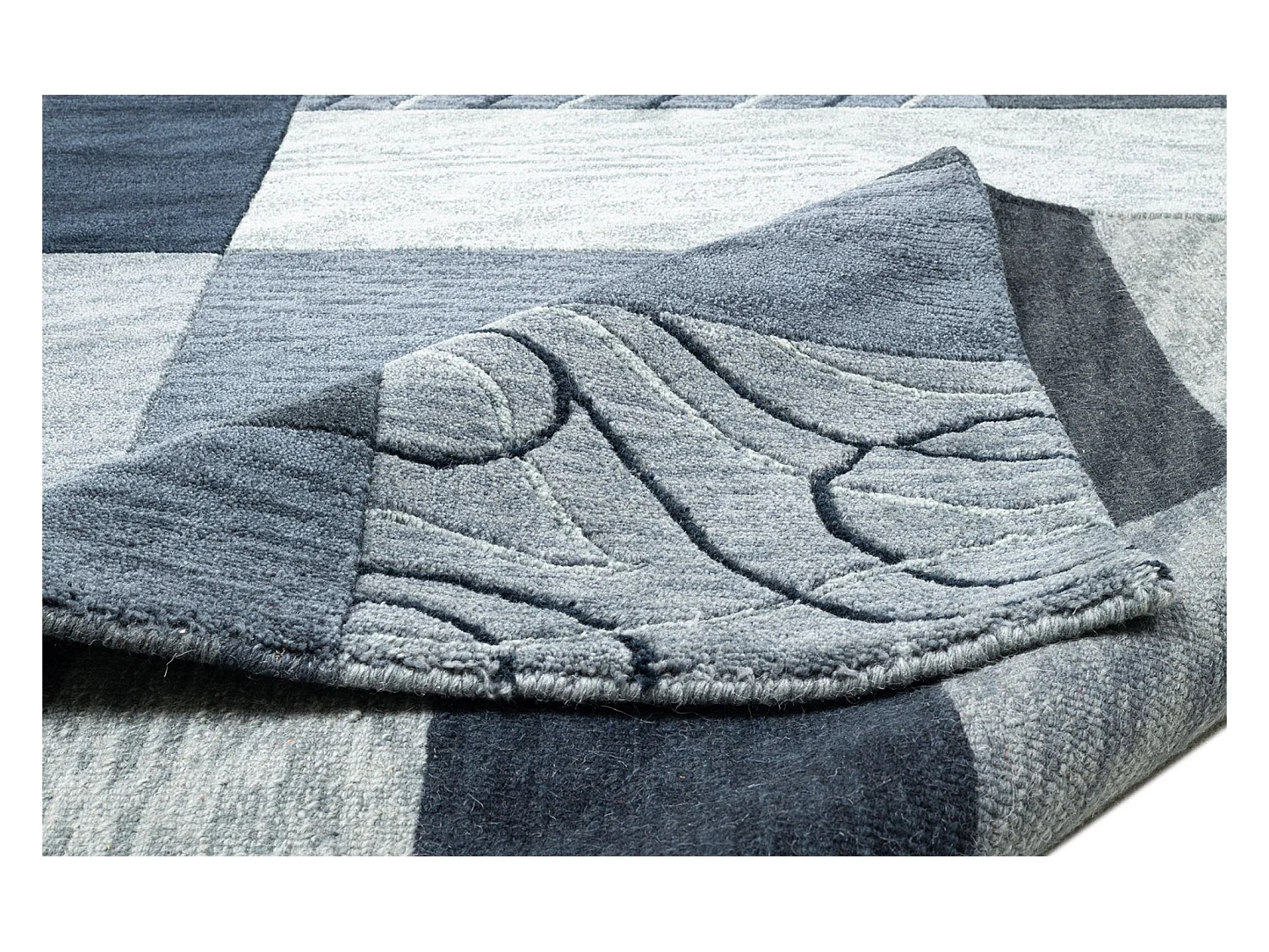 Tapis en laine noué à la main, style patchwork  120x180 cm anthracite Domas