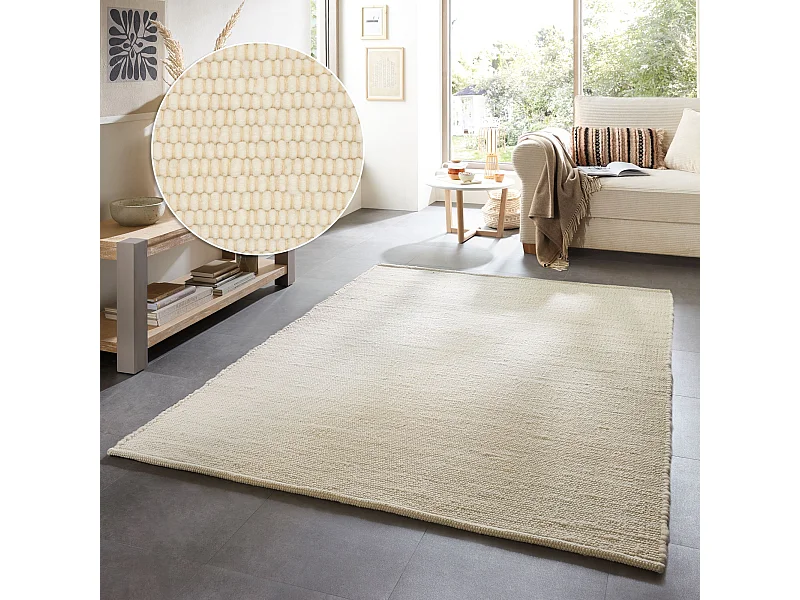 Tapis en laine tissé à la main réversible 250x350 cm natural blanc Alm-Glück