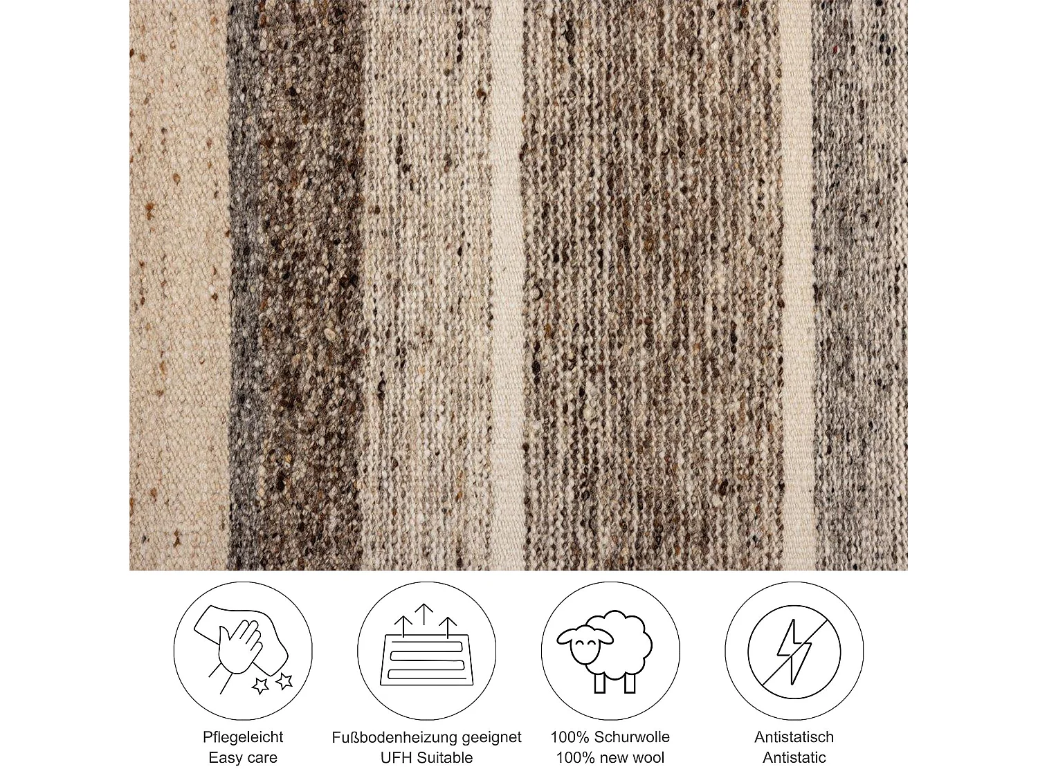 Handgeweven wollen tapijt 70x140 cm beige multi Ehrwald