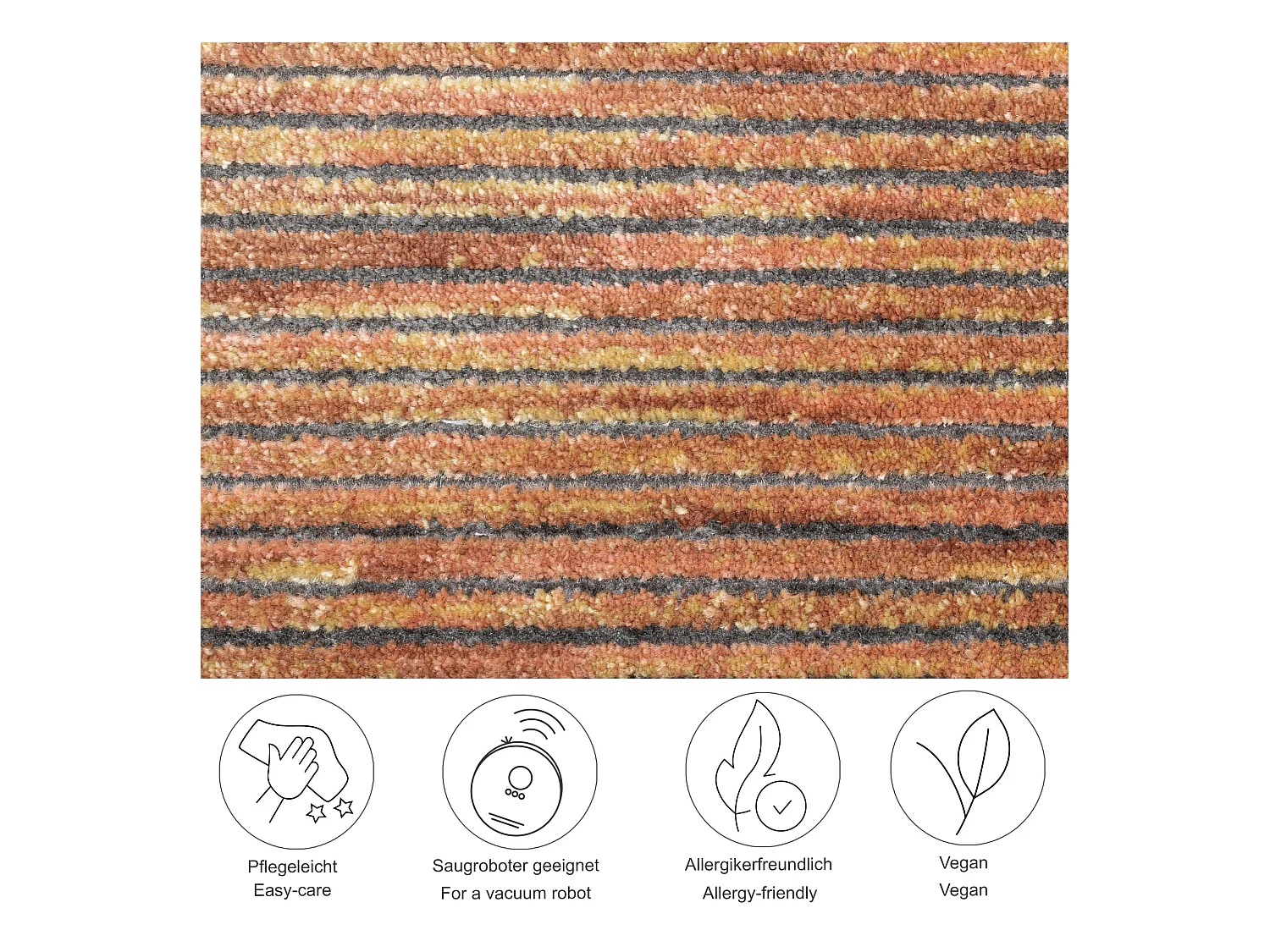 Alfombra de tejido plano con aspecto corto 80x150 cm Óxido Corduletta