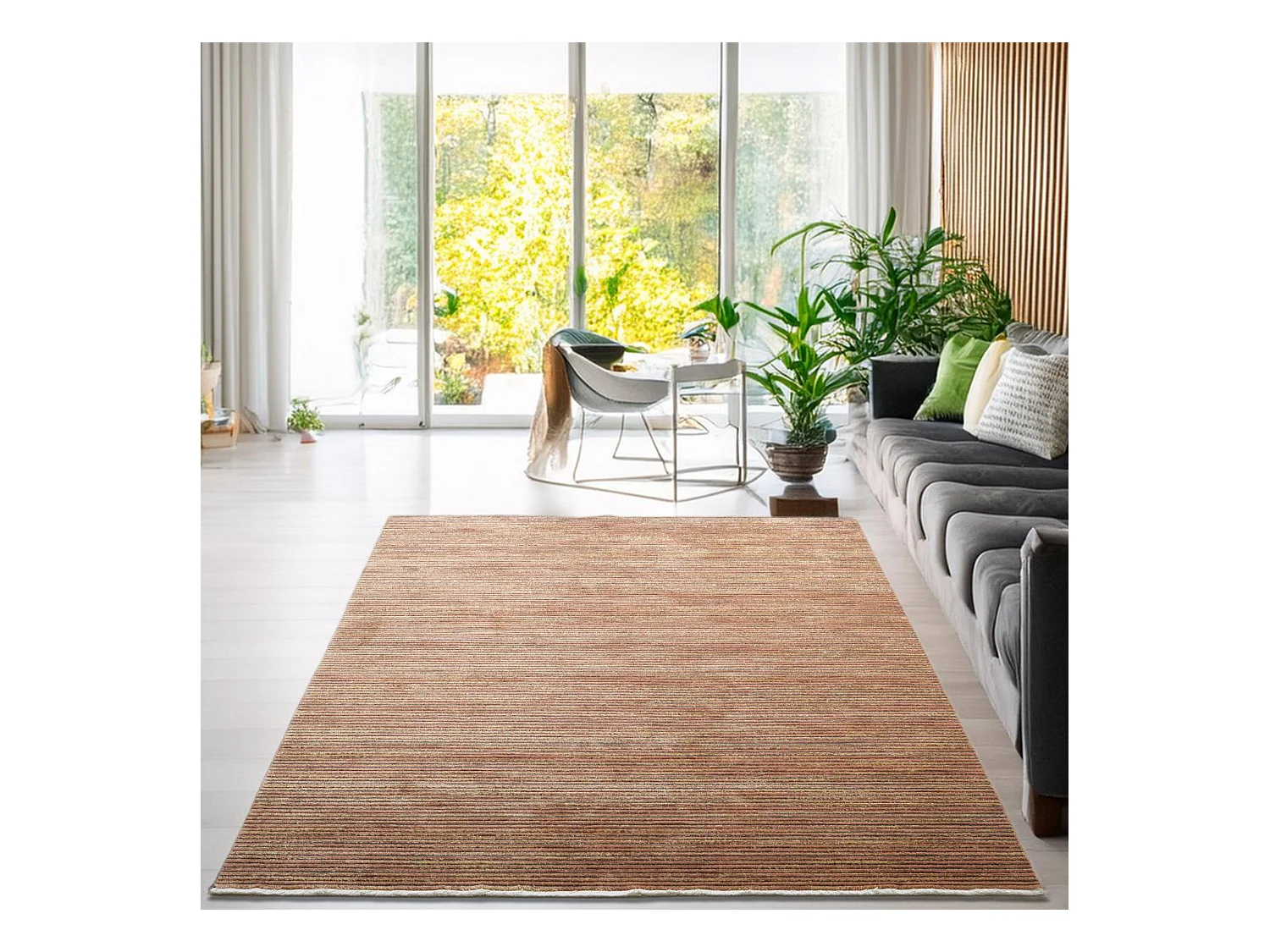 Tappeto a trama piatta con effetto corto 80x150 cm ruggine Corduletta