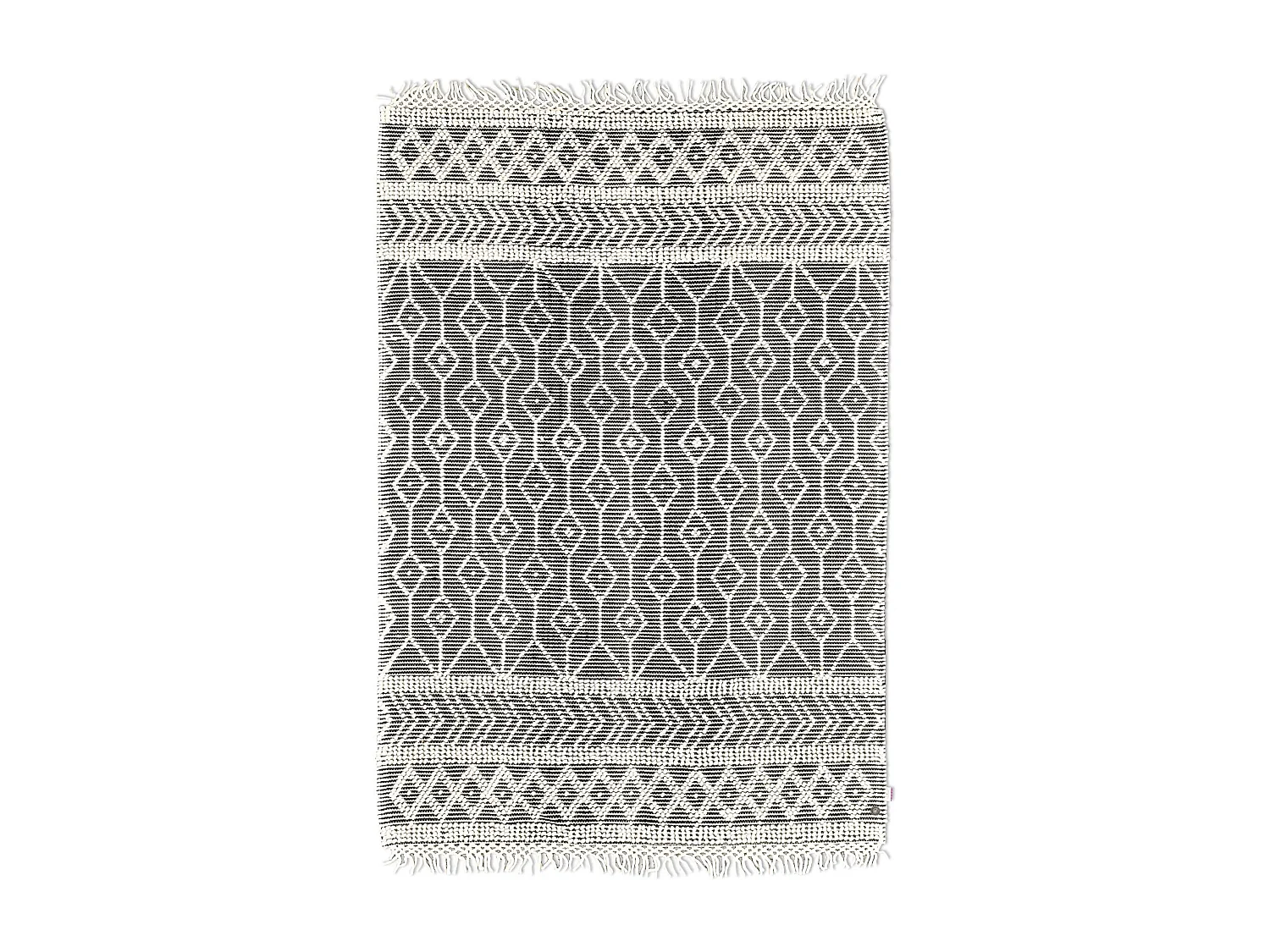 Tapis tissé à la main au design ethnique  65x135 cm gris Colored Macrame