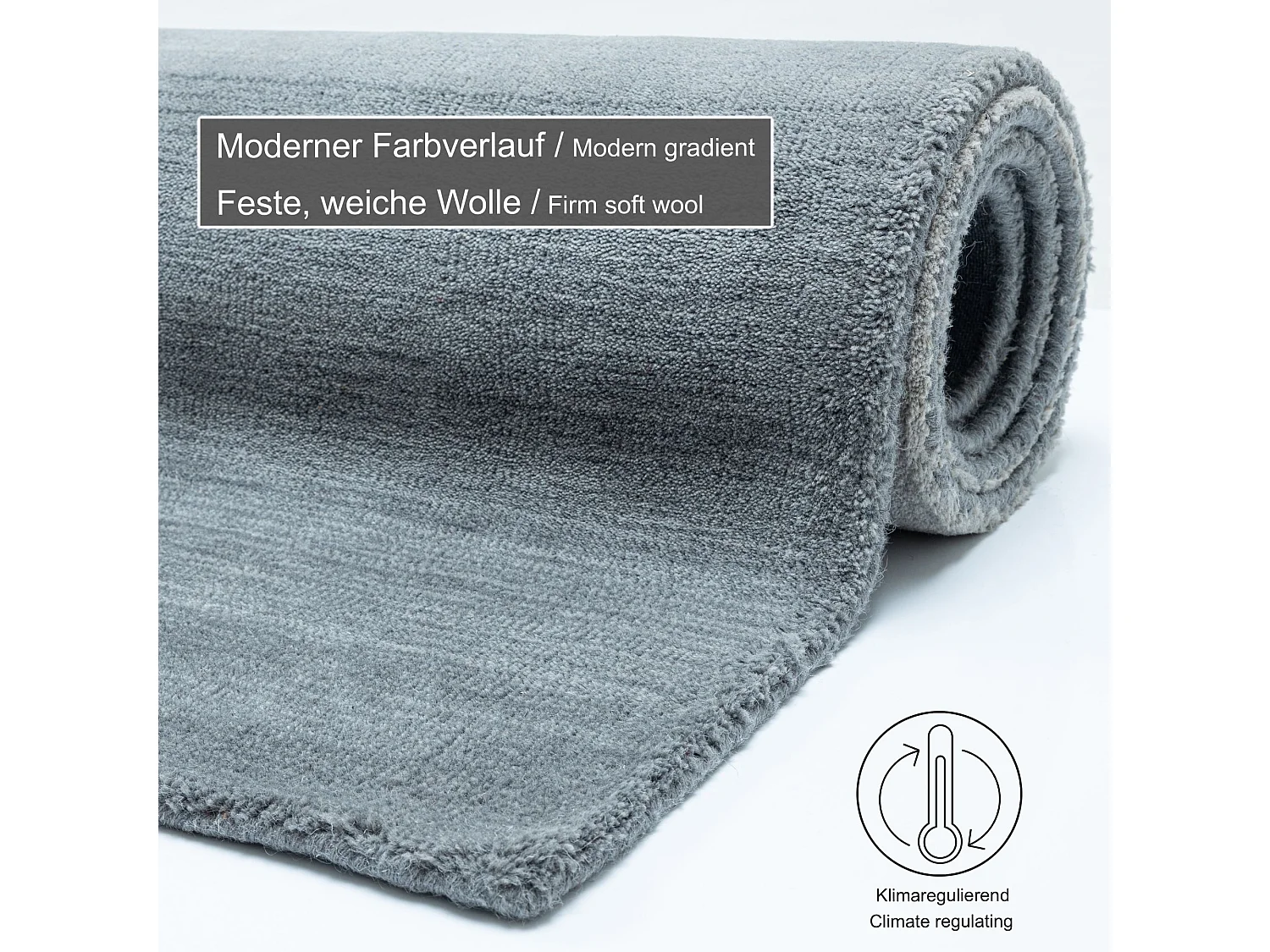 Tapis en laine avec dégradé de couleurs 160x230 cm gris Wool Comfort
