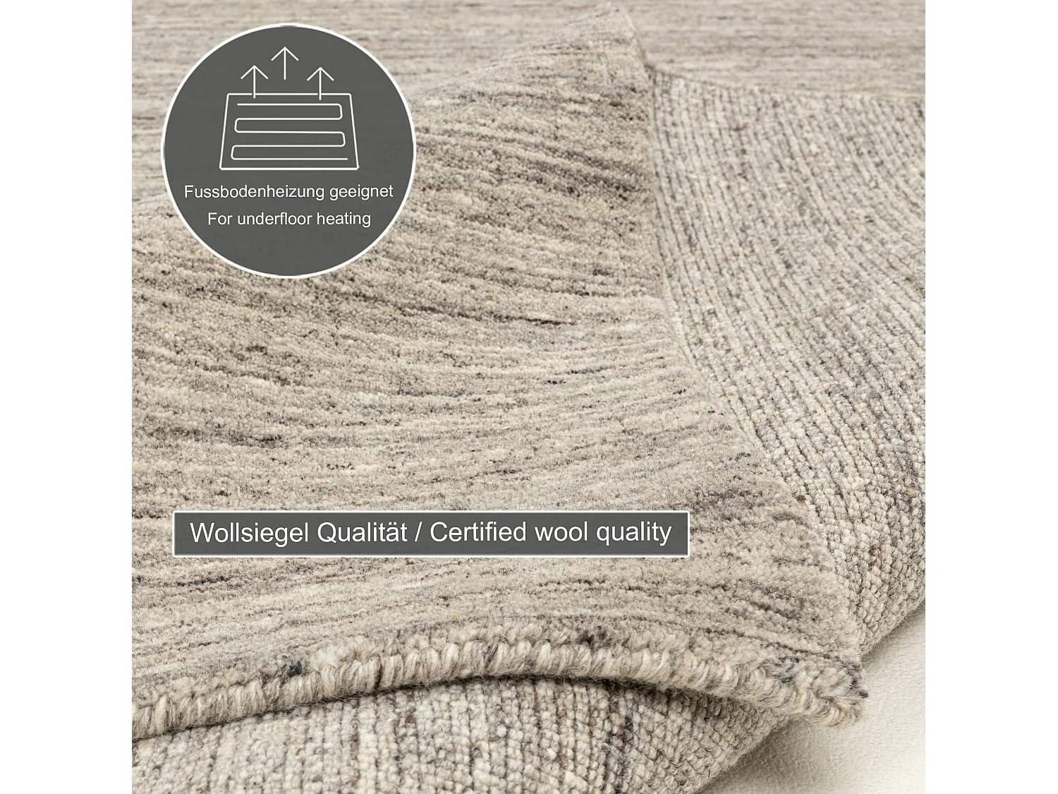 Tapis en laine UNI tissé à la main 90x160 cm gris Pure