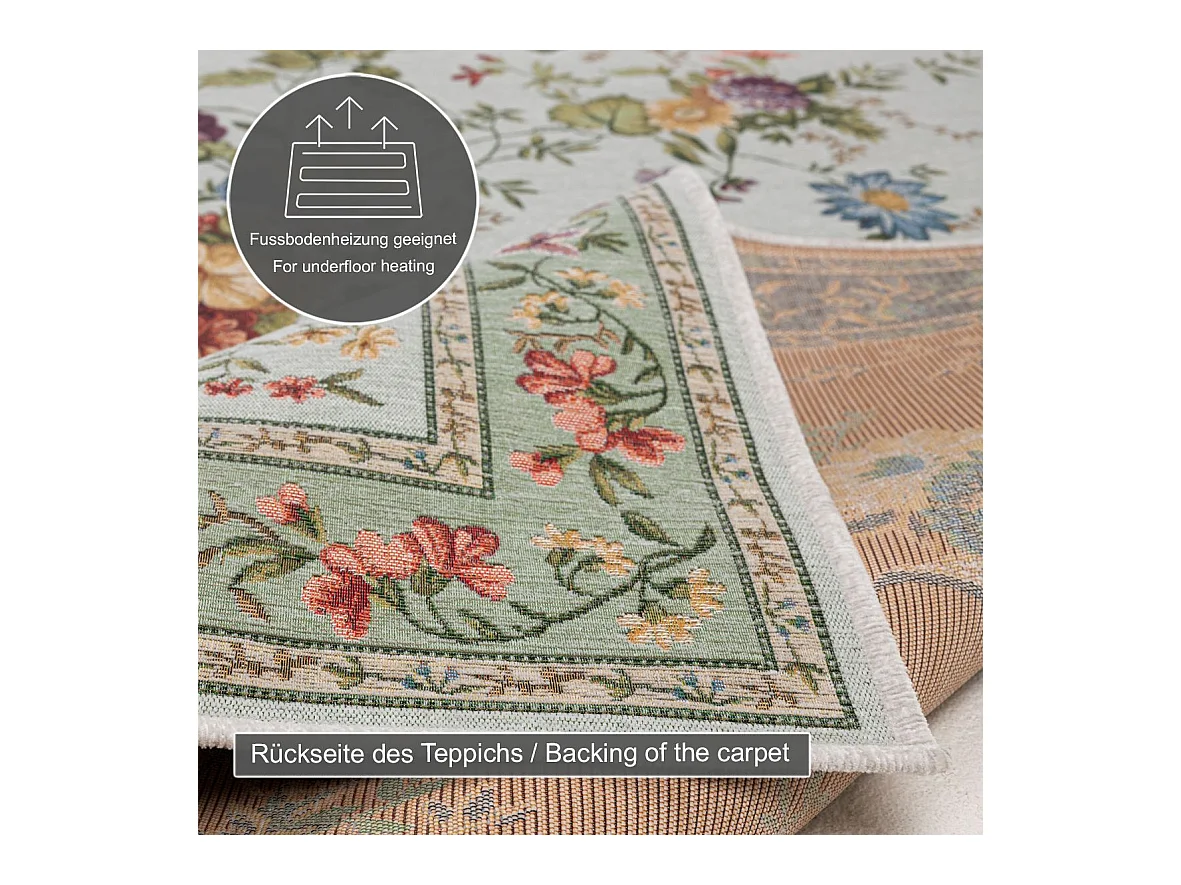 Tapis avec bordure et motif floral 240x330 cm menthe Flomi