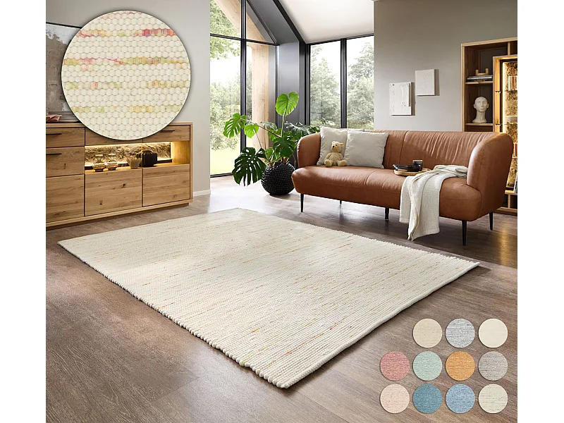 Tapis en laine réversible tissé à la main 70x140 cm multi pastel Alpen