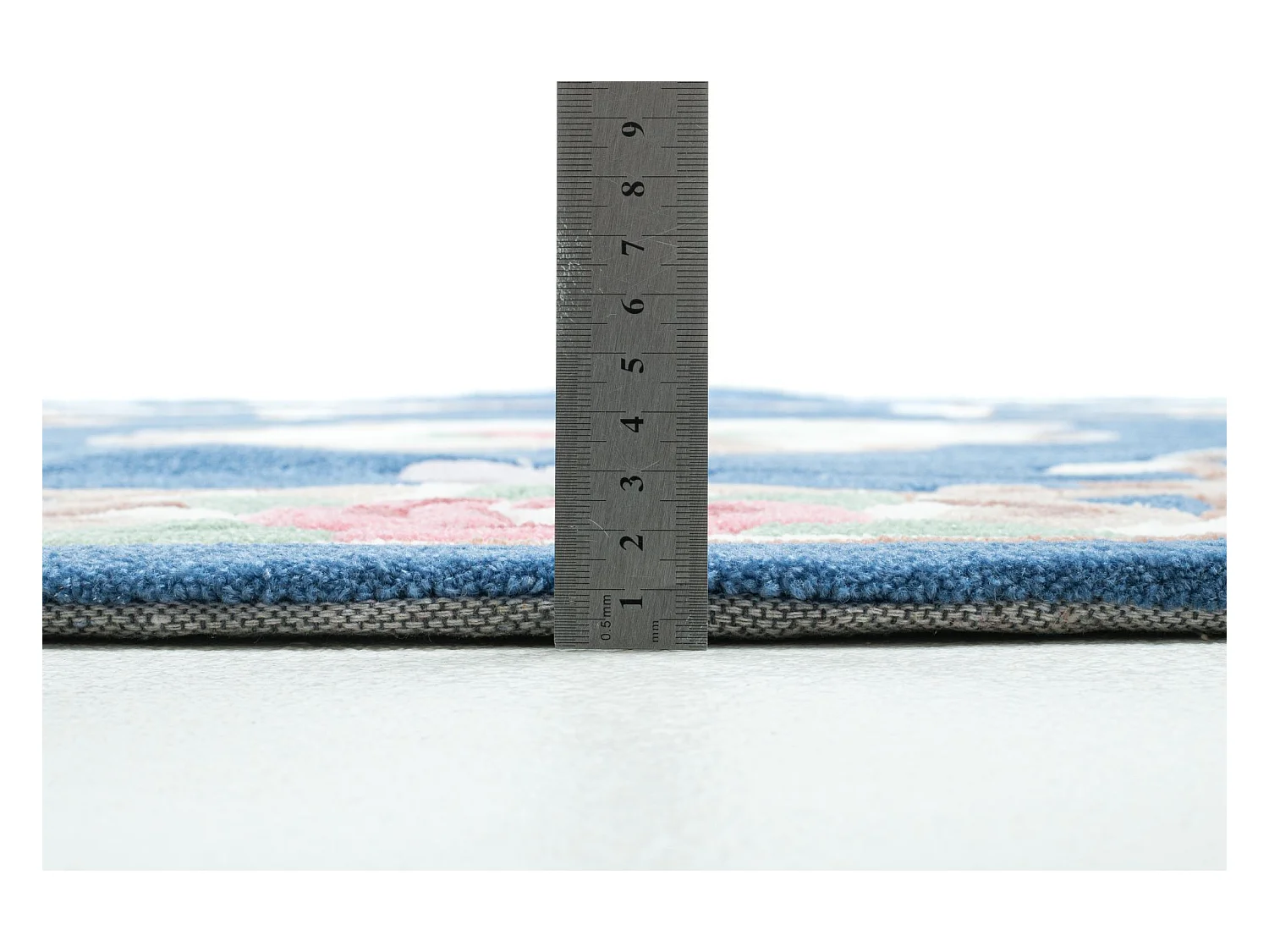 Tapis tufté à la main avec bordure, style Aubusson  150x150 cm bleu Ming