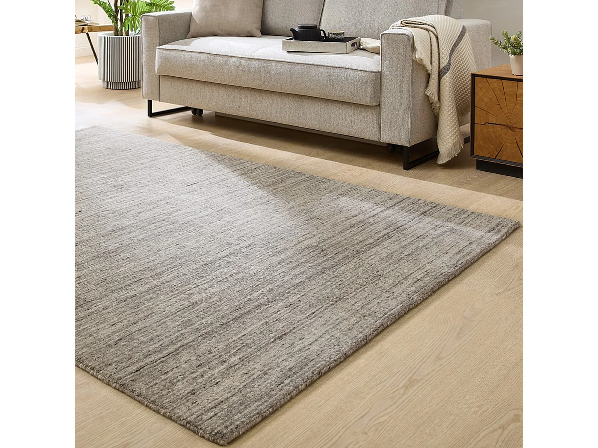 Tapis en laine UNI tissé à la main 140x200 cm gris Pure