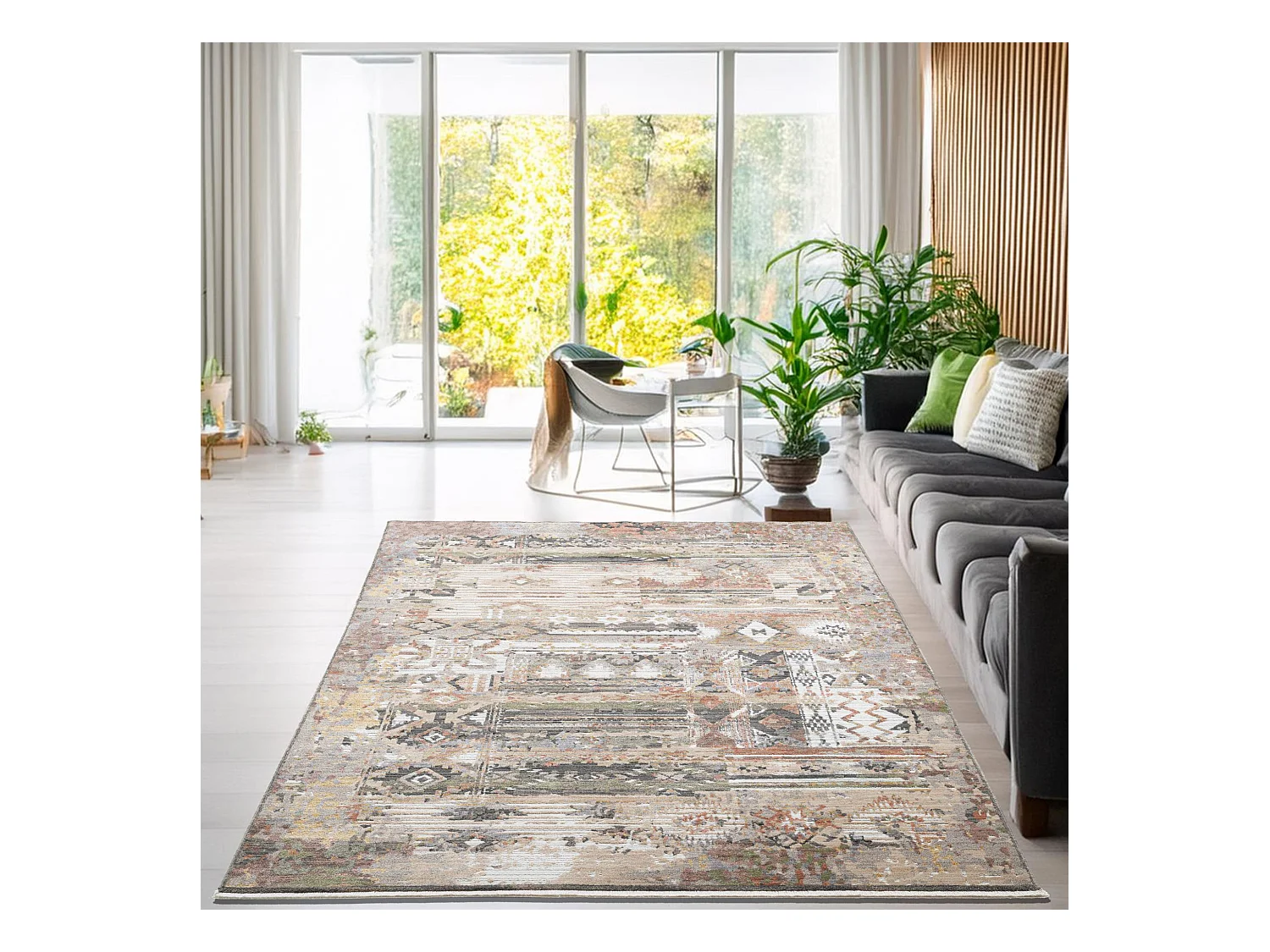 Tapis à tissage plat au look vintage  160x230 cm beige multi Corduletta