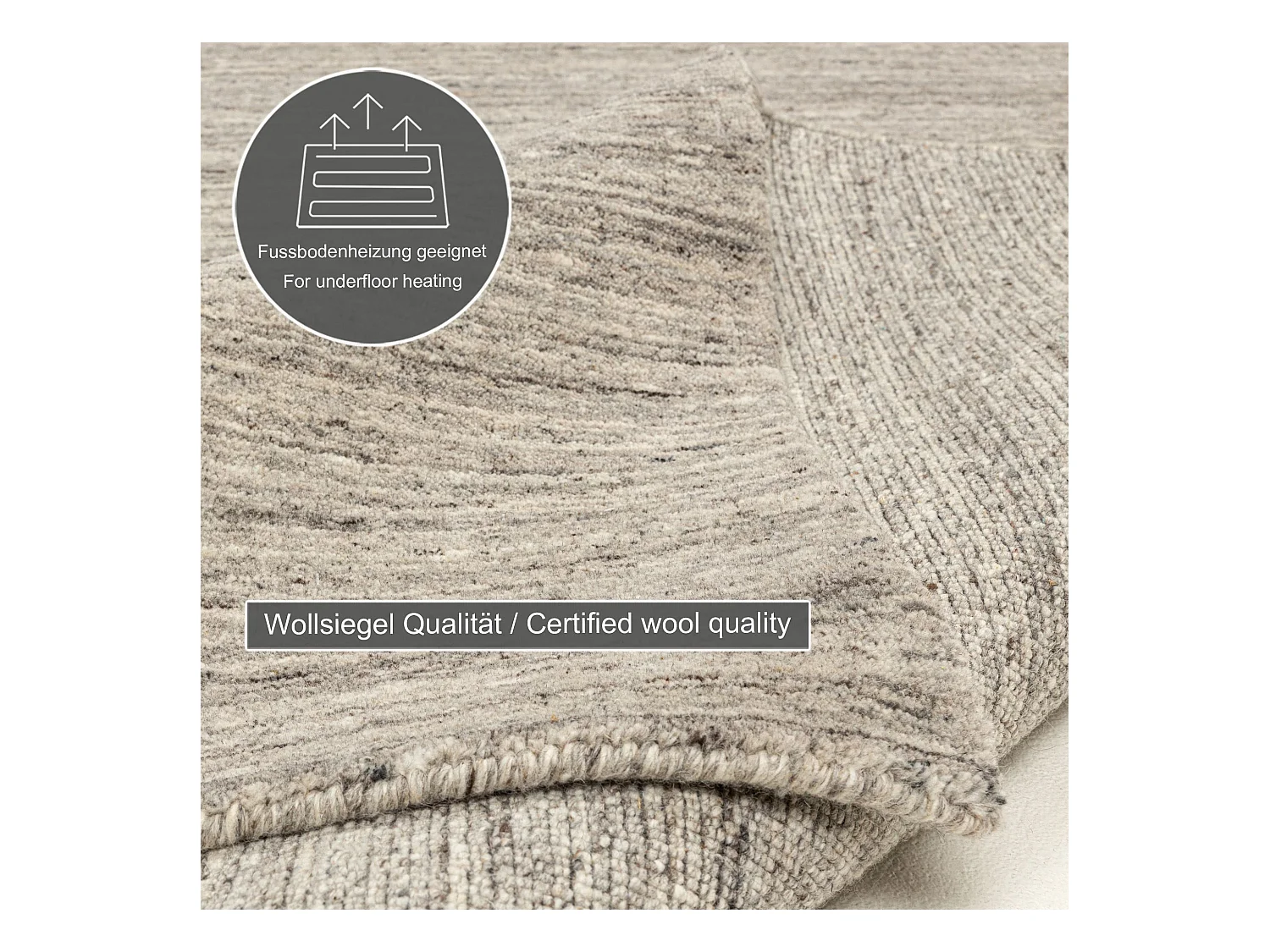 Tapis en laine UNI tissé à la main 170x240 cm gris Pure