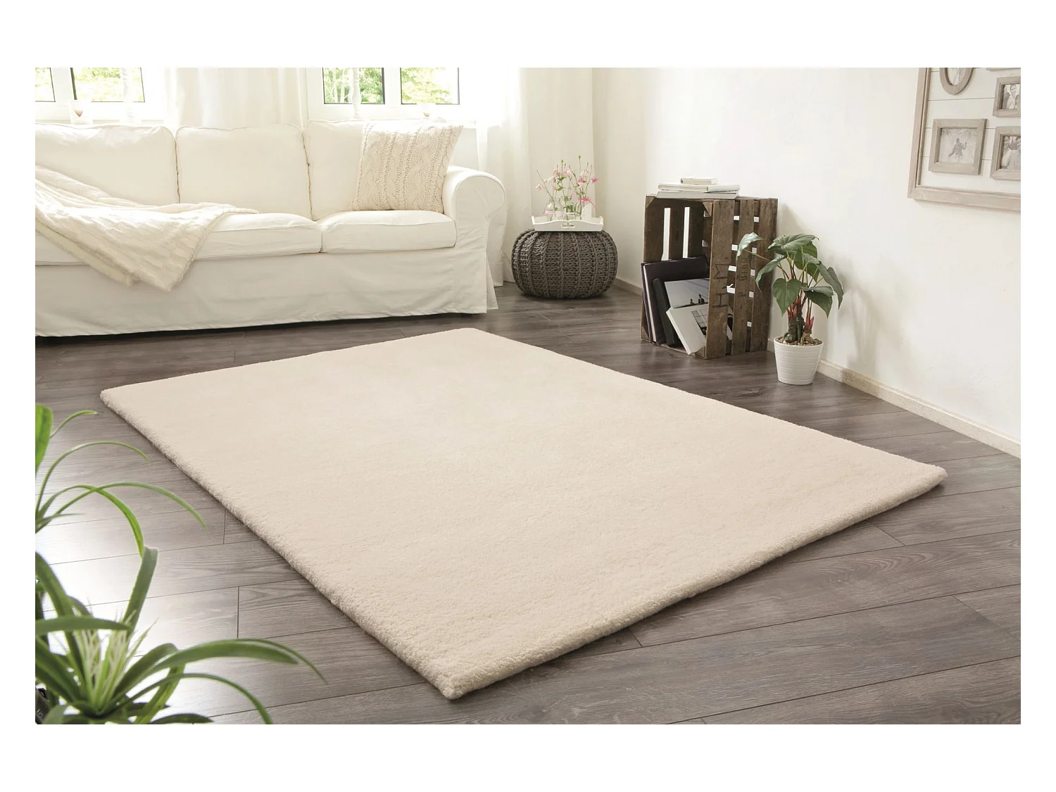 Tapis berbère noué à la main en laine 170x240 cm blanc Imaba Super