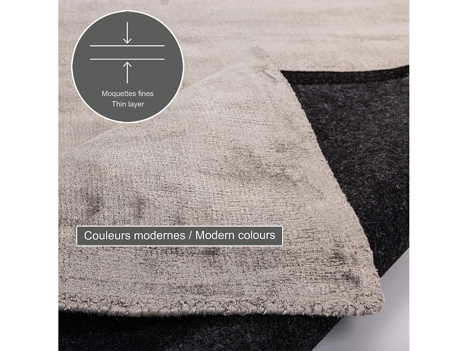 Tapis tissé à la main en viscose40x60 cm gris Star